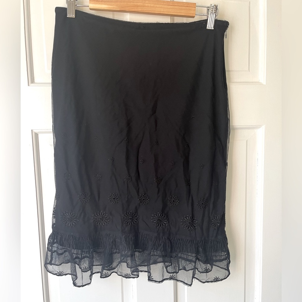 Fitted Knee Length Lace Skirt